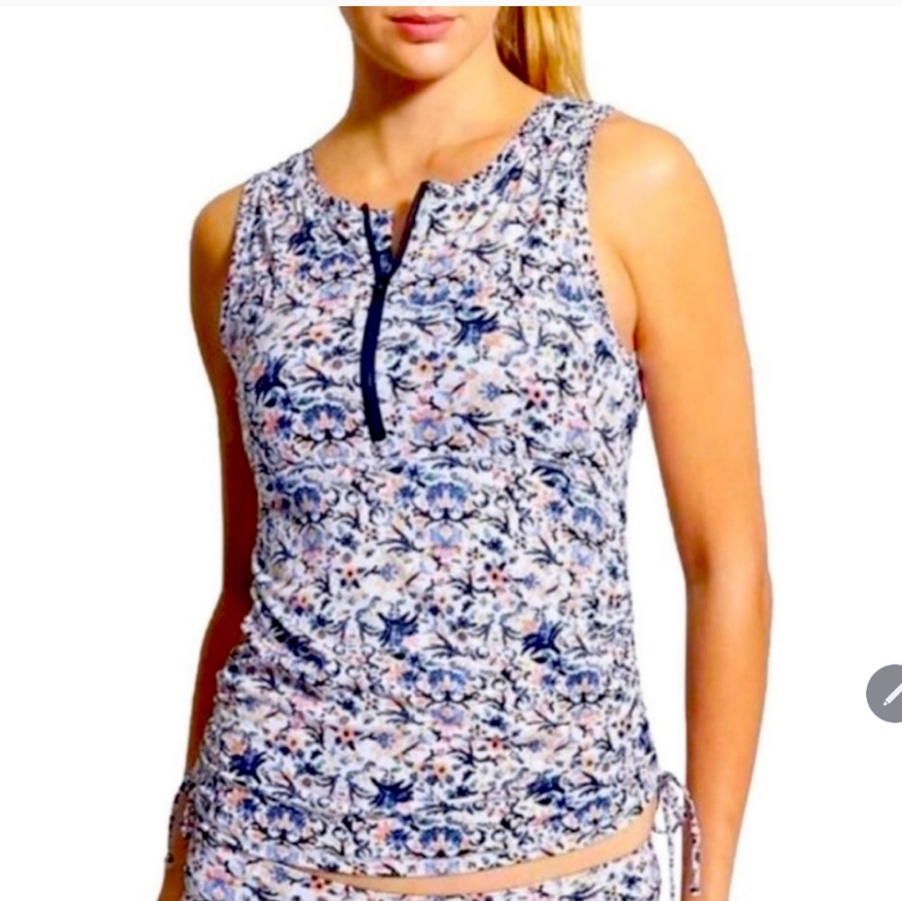 ATHLETA BARBADOS ZIP RASH GUARD SWIM SHIRT